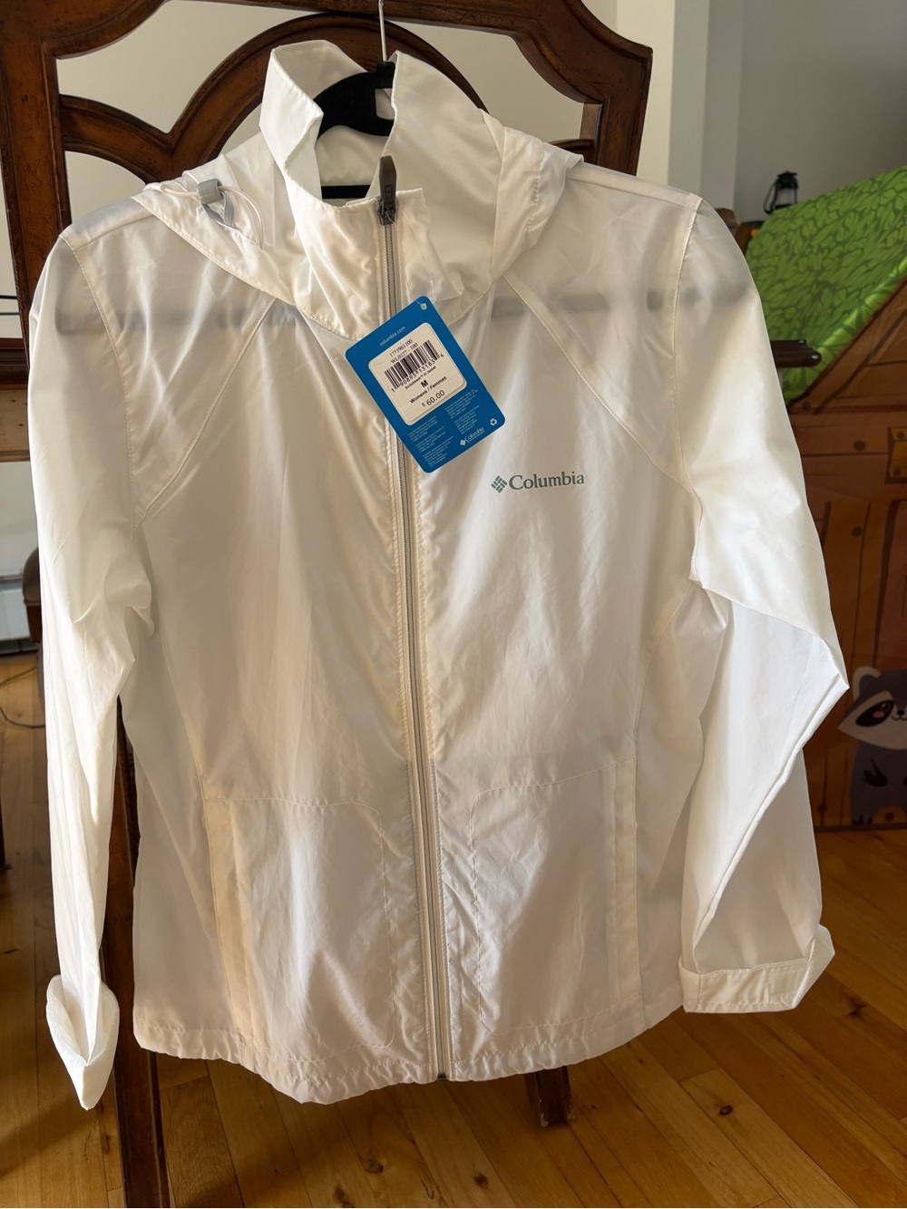 Columbia Women's White Packable Hooded Windbreaker Jacket